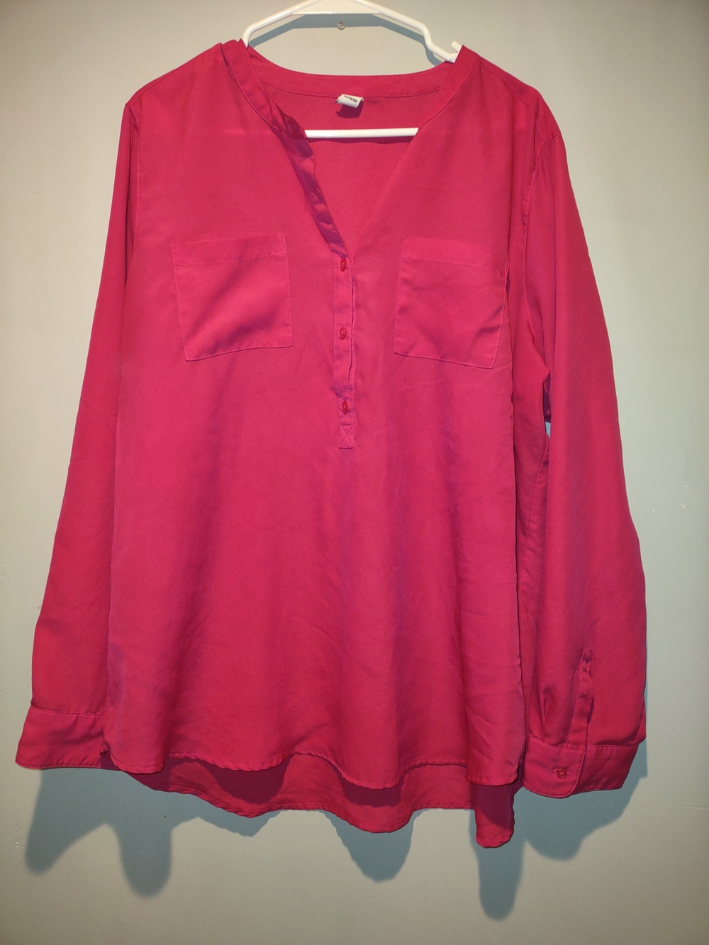 Old Navy Hot Pink Long-Sleeve Henley Tunic XL